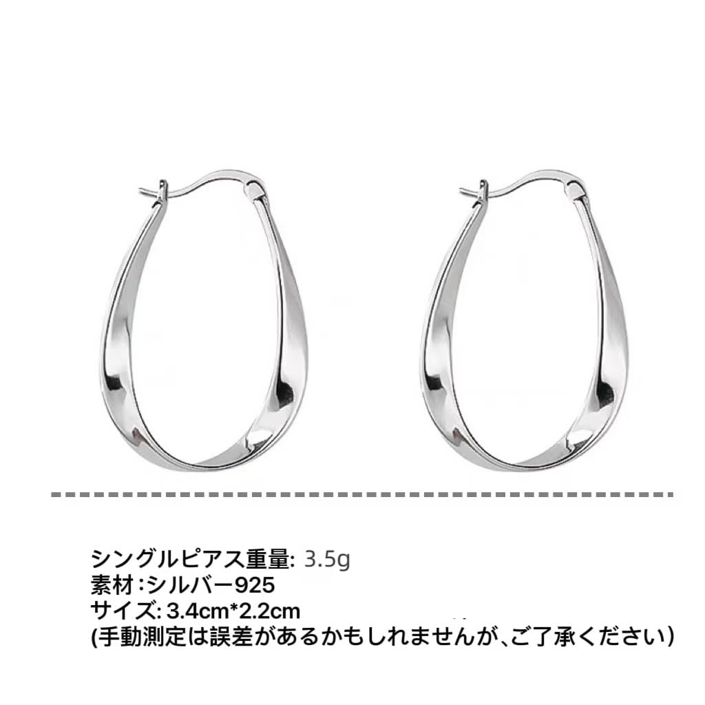 925 Swing Hoop Moebius Wave Seamless Romantic Gorgeous Sparkling Silver Binaural Suitable for Sensitive Simple Sling Design with Elegant Packaging for