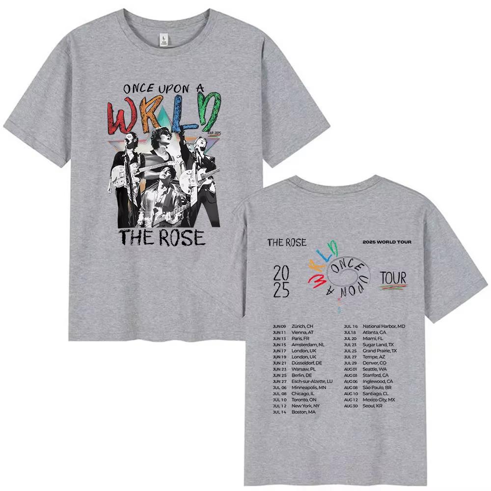2025 Summe Kpop The Rose Once Upon AWRLD Welttournee T-Shirt Herren Hip Hop Korea 100 Reine Baumwolle Bedrucktes T-Shirt Kleidung T-Shirts