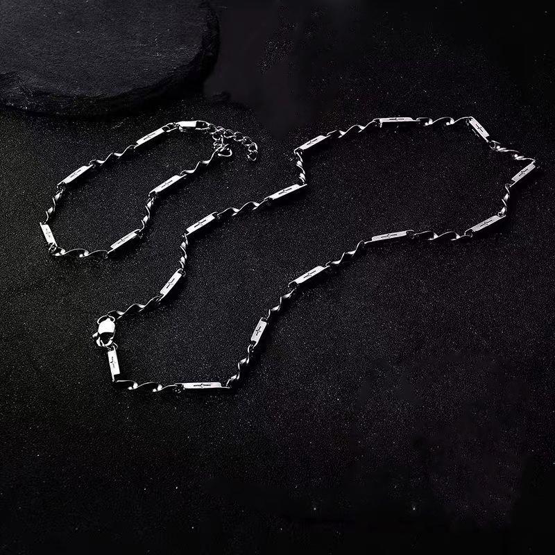 Mobius Bamboo Joint Titanium Steel Men's Necklace Non-Fading Jewelry Stainless Steel Autumn Winter Necklace Accessories Men's High-End Feel