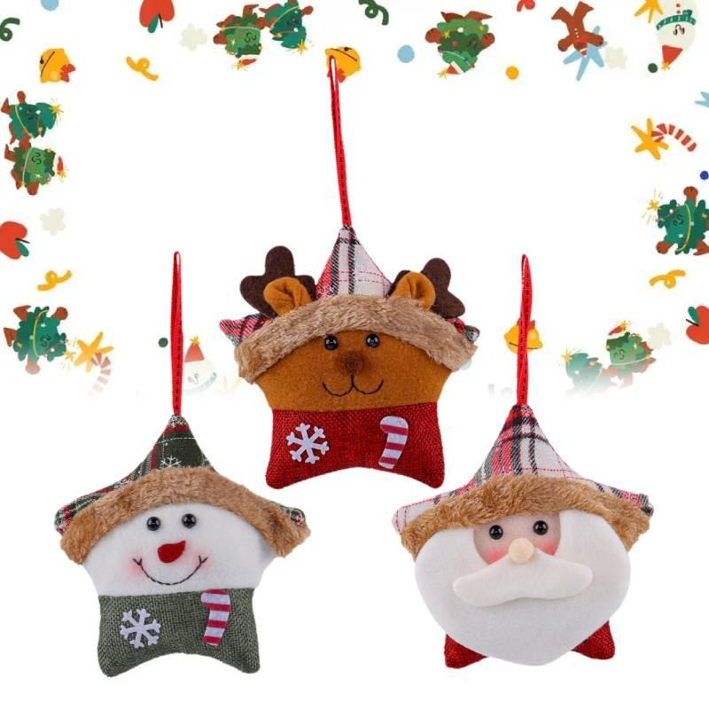 Unique Plush Christmas Ornaments With Santa Snowman And Reindeer Designs Perfect For Holiday Celebrations