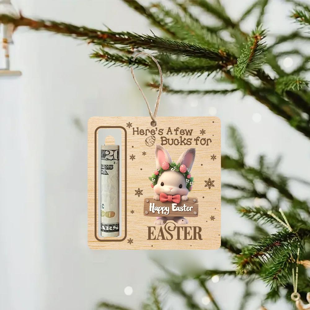 Cross-border popular wooden birthday wallet cute rabbit pattern jewelry Easter wallet gift creative pendant as shown