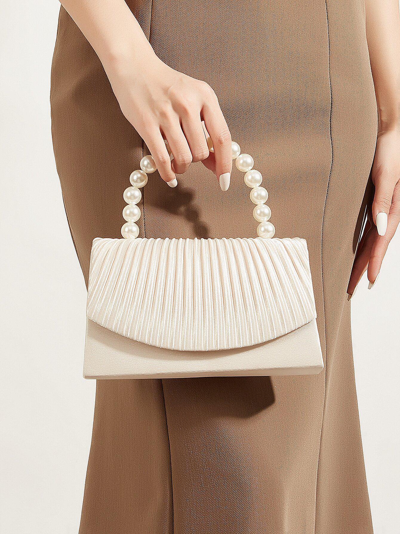 Women s Beaded Handbag: Stylish Pleated Design for Weddings, Parties, and Evenings