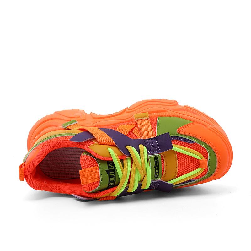 ZYCK New Sports Shoes Color Matching Thick-soled Student Leather Heightening Shoes