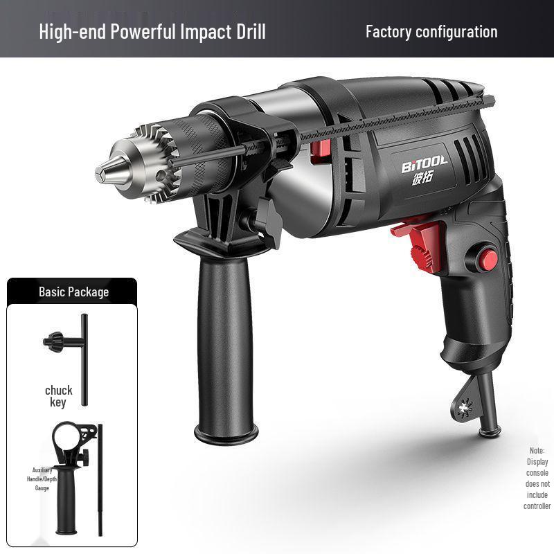 220V Multifunction Handheld Electric Drill & Screwdriver with Pistol Grip, Hammer & Power Tool Functions.