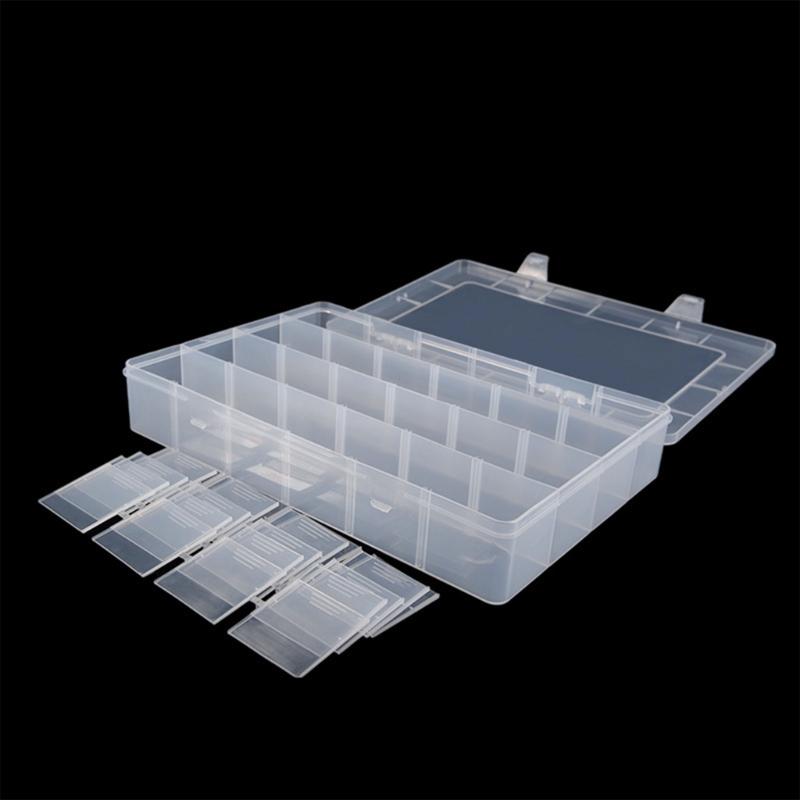 24 Compartments Clear Stackable Plastic Storage Boxes with Adjustable Dividers for Beads Crafts Jewelry Fishing Tackle