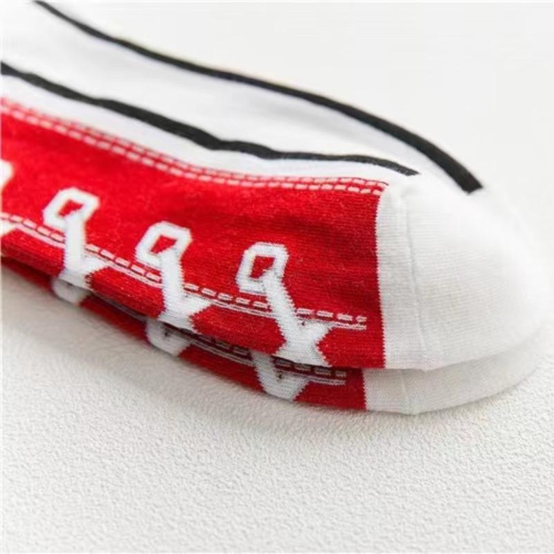 5 Pairs Women's Funny Shoe Print Socks Fashion Style Hip Hop Cute Fashion Soft Slippers And Socks