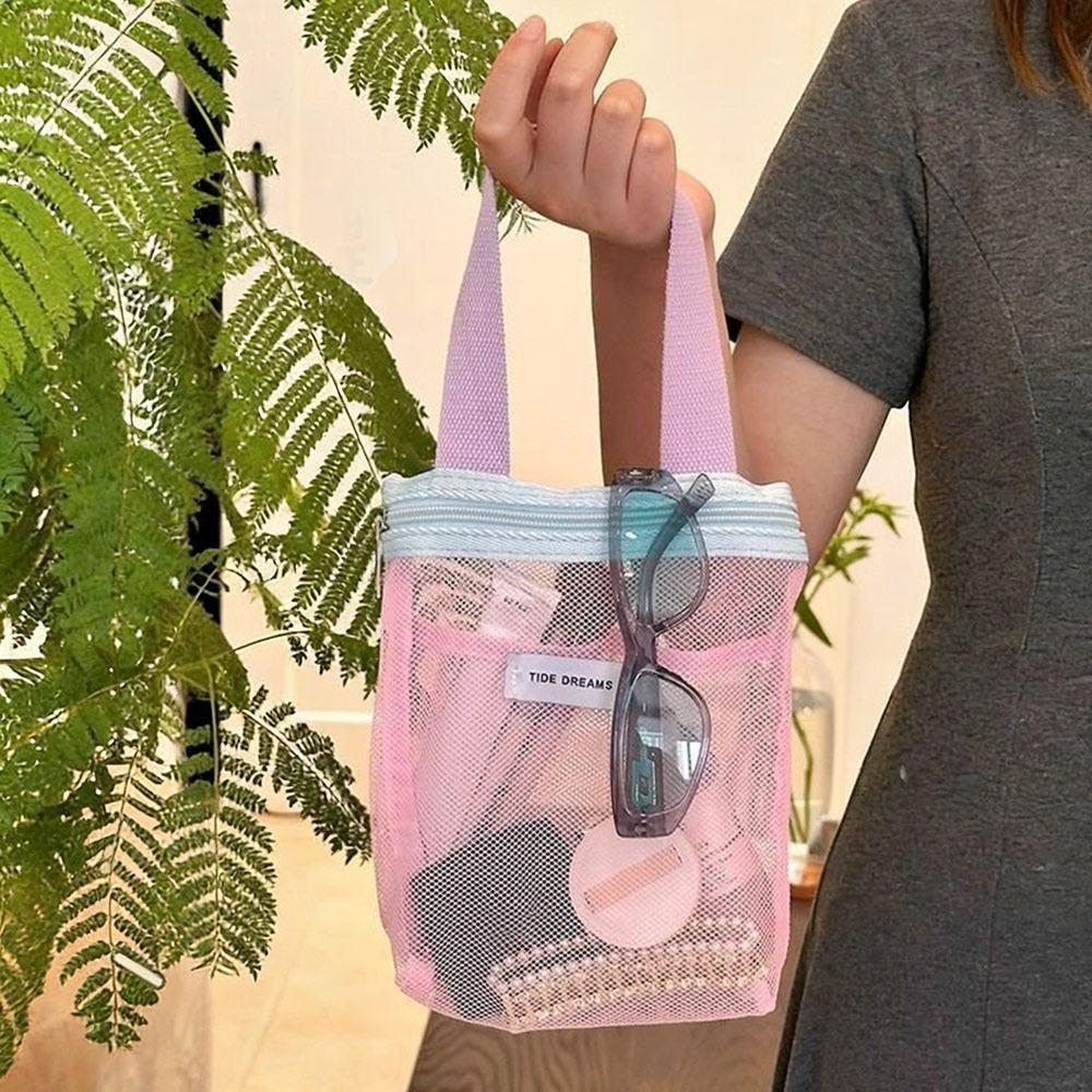 Portable Mesh Toiletry Bag Large Capacity Makeup Bag Gifts Beach Bag