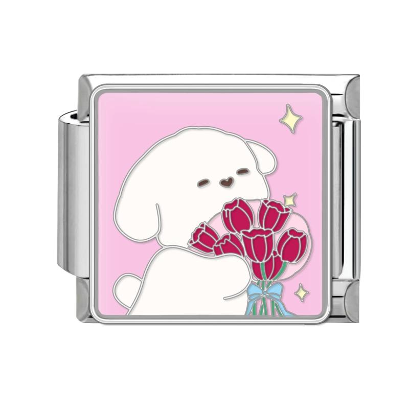 Cartoon Cute Cats Dogs Paw Heart Night Moon Flowers Italian Charm Links Fit 9mm Stainless Steel Bracelet Women DIY Making Gifts