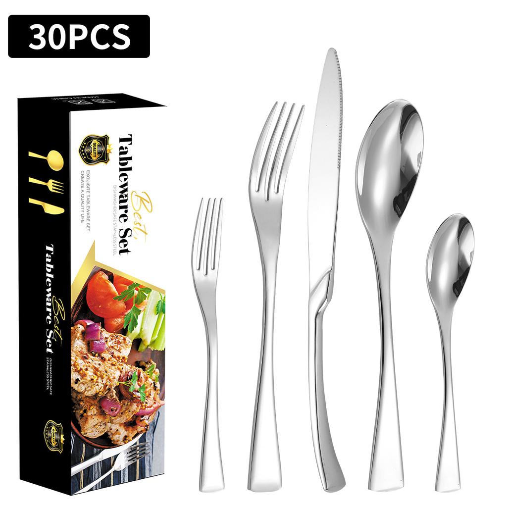 Stainless Steel Tableware Suit Ka Ya Steak Knife, Fork and Spoon Four-Piece Set 4-Person 6-Person Tableware