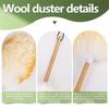 Lambswool Dusters For Cleaning With Solid Wooden Handle, Leather Hanging Strap, 15 Inch Natural Wool Duster