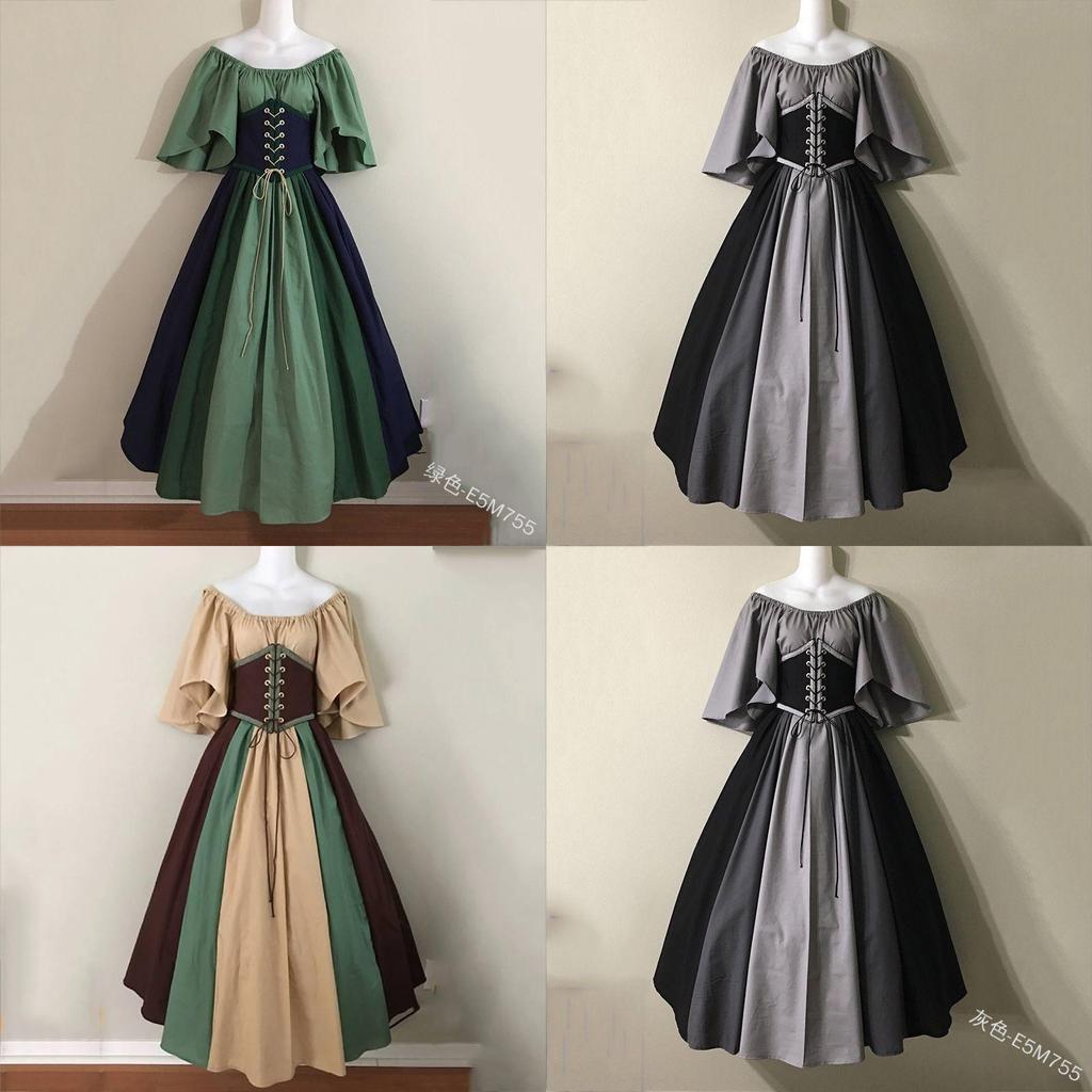 Retro Inspired Off Shoulder Dress With Beautiful Color Block Design And Flattering Fit