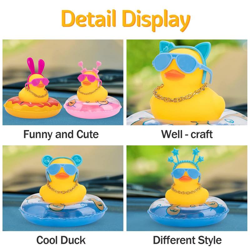 Cycling Accessories Bicycle Bell Duck Rubber Cute Duck Gold Chain Toy Cool Glasses Duck Car Dashboard Decor Motorcycle Riding
