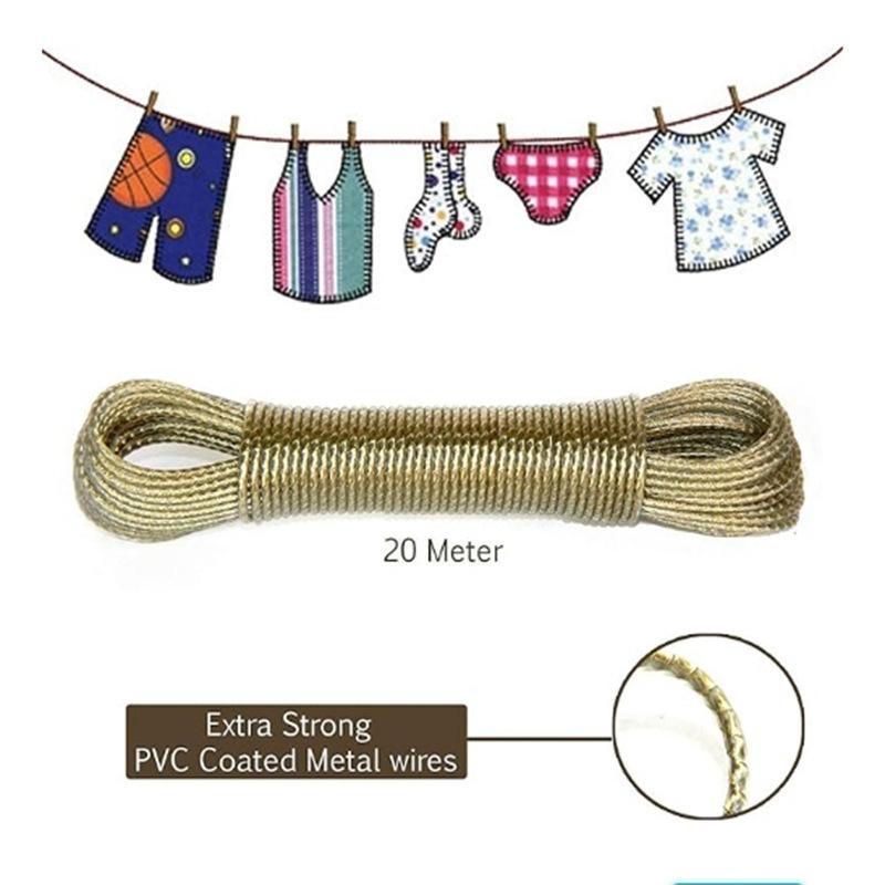 10/20/30/50M Pvc Coating Steel Clothesline Outdoor Portable Clothesline Garden Camping Travel Clothes Drying Rope
