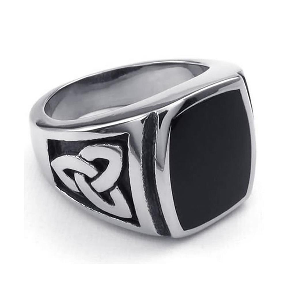 Nordic Viking Celtic Knot Black Stainless Steel Retro Men's Ring