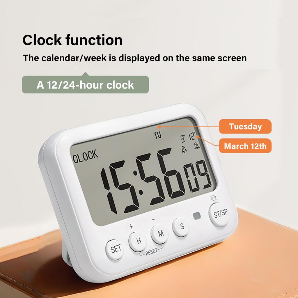 Multifunctional Digital Timer Compact Reusable Countdown Timer Large Display Mechanical Timer for Kitchen Gym Lab Use