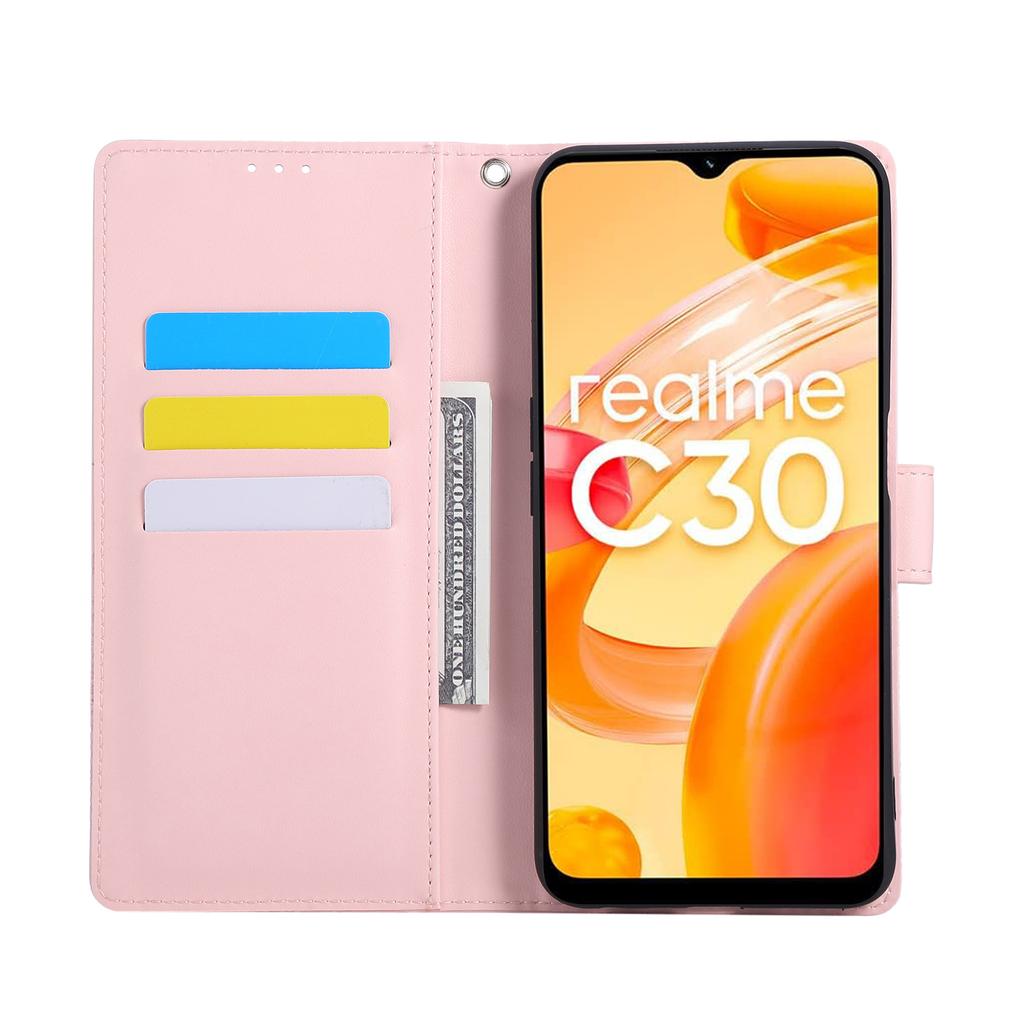 For Realme C30 4G/C30s 4G Case Rose Flower PU Leather Wallet Phone Cover with 3 Card Slots