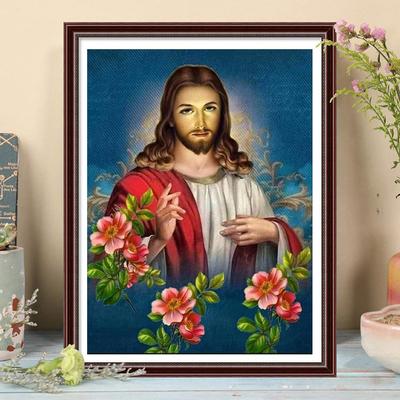 5D DIY Diamond Painting Jesus and Flowers Cross Stitch Kit Mosaic Diamond Embroidery Rose Full Round Square Drill Home Decoration