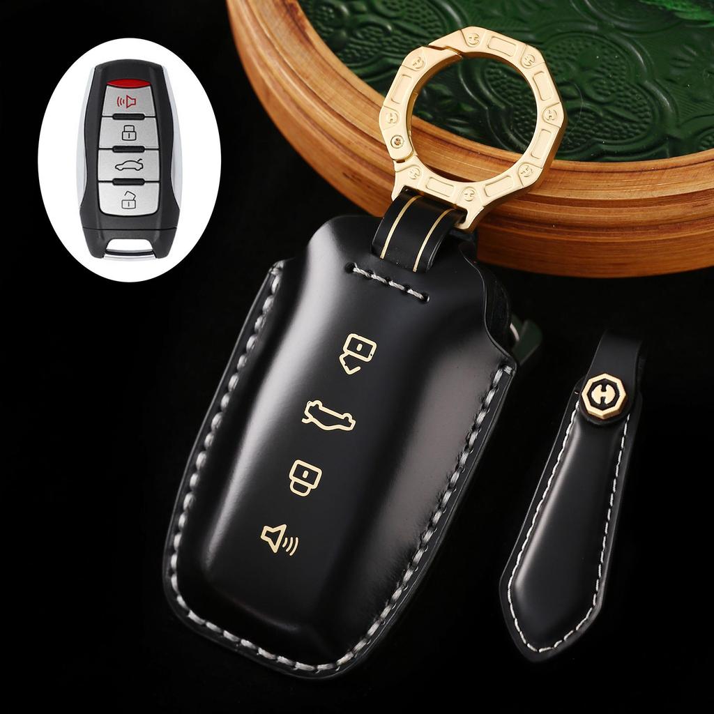 Genuine Leather Car Key Cover for Great Wall Haval H6, Big Dog, Chitu, Xiaolong - High-End Protection Shell.