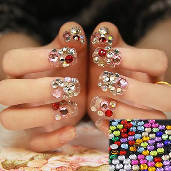 12 Colors Glitters 3mm Acrylic Nail Decoration Stickers DIY Tips Manicure Wheel