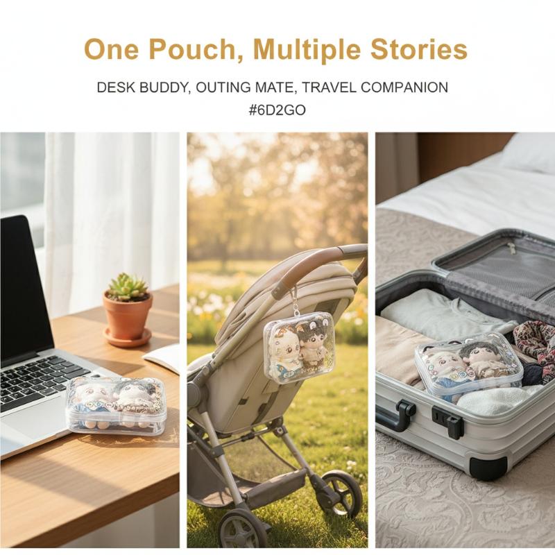 PVC Portable Storage Bag Transparent Lightweight Pouch for Dolls Toys Organizer Makeup Accessories Multi Scene Storage Use