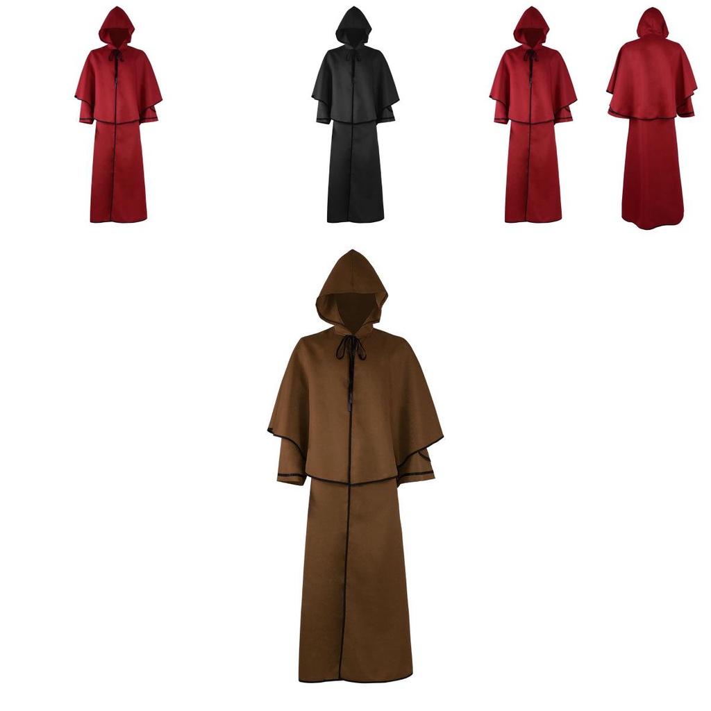 Medieval Renaissance 5-color Hooded Cloak For Halloween Cosplay