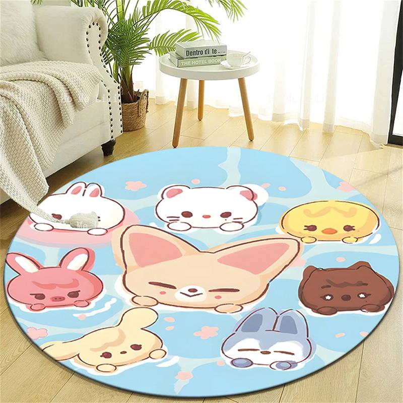 1pc Kpop Team8 Design Printed Area Round Carpet for Bedroom Living Room Home Decor Rugs Mat Non Slip Mat Rug for Bedside