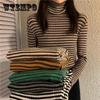 Autumn Winter Striped Turtleneck Knitted Sweaters for Women New Long Sleeve Top Women Sweater All-match Bottoming Shirt