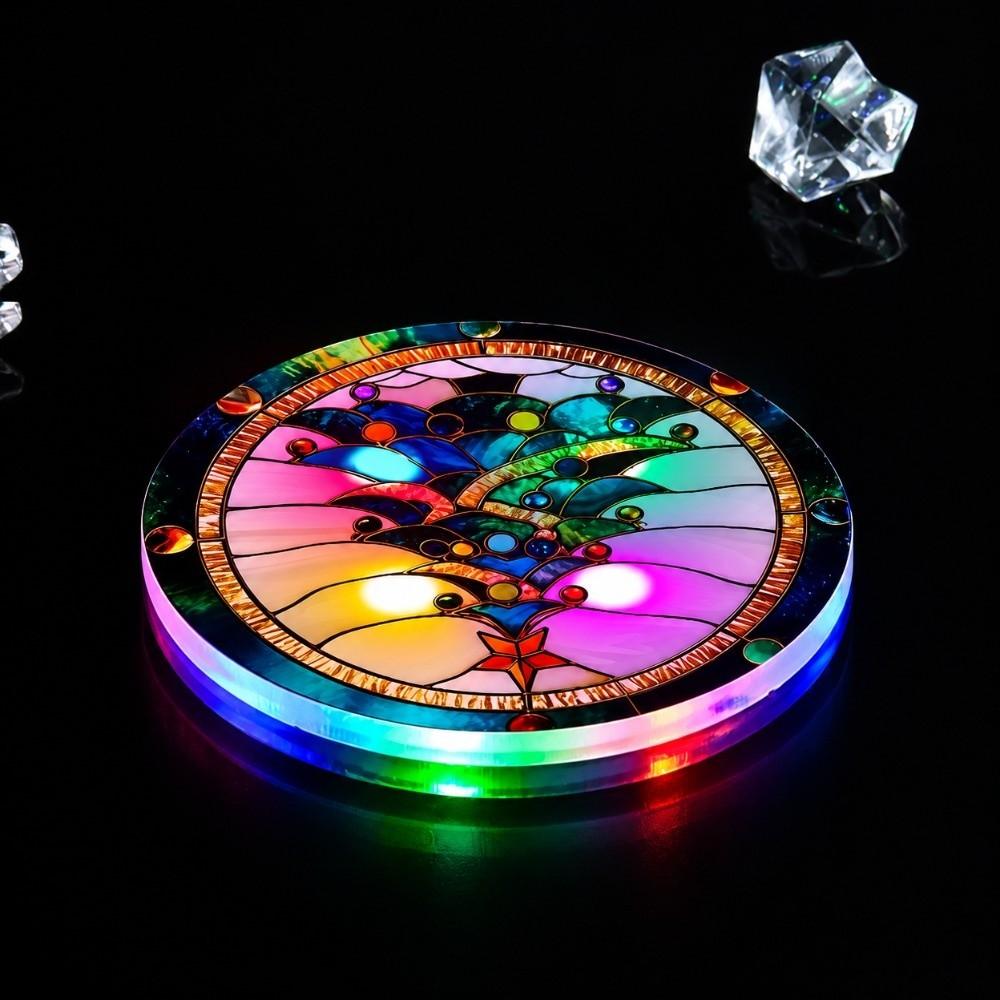 Round Shape LED Glowing Coaster Colorful Drink Pad Lightweight Christmas Acrylic Coaster  Bar Party