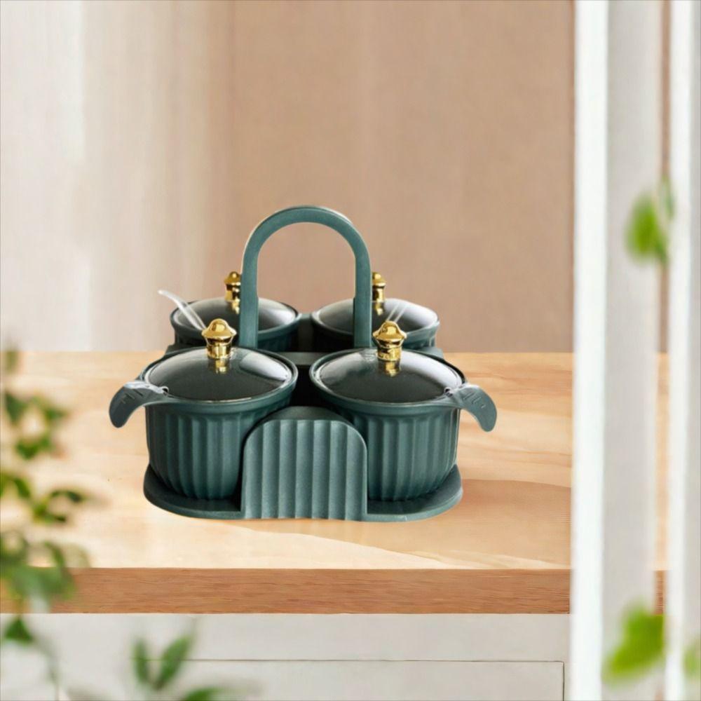 Plastic Multi-grid Seasoning Box Sealed Salt Container Portable Spice Container  for Home