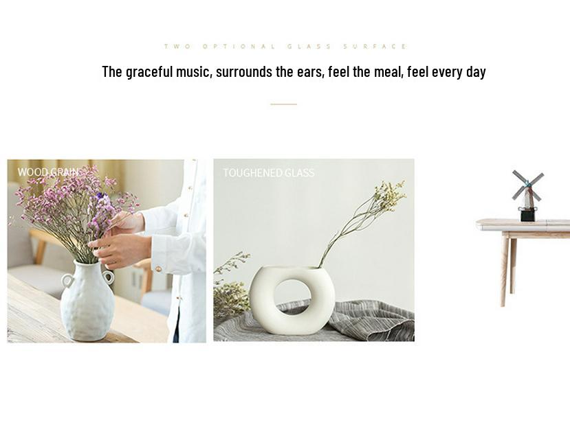 White Ceramic Vase with Dried Baby's Breath for Living Room or Dining Table Decoration