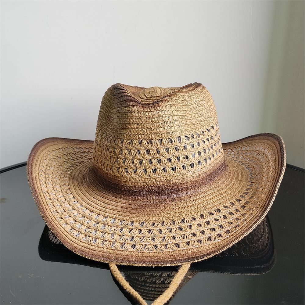 

Holllow Cowboy Straw Hat Women Men Summer Handmade Vintage Hollow Western brim Sun Protection Fisherman Mountaineering Bohemian 56-58CM