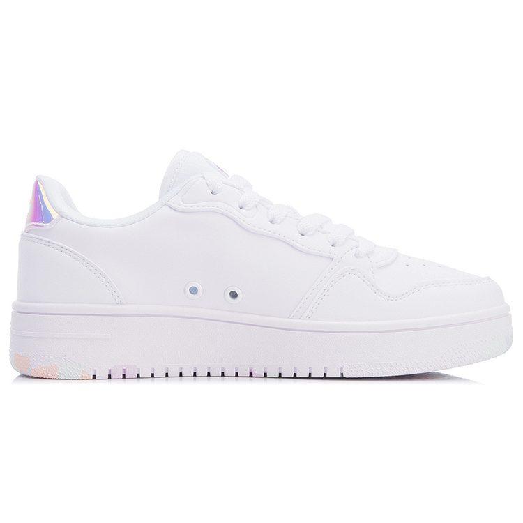Li Ning Slip Resistant Lightweight Balance Abrasion Resistant Low top Skateboard Shoes Women's White AGCR342-2