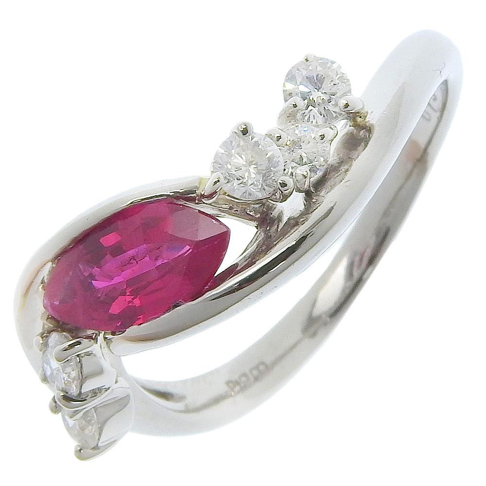 

Ring Pt900Platinum/Ruby/diamond #7.2(US Size) 6.5g Women Used