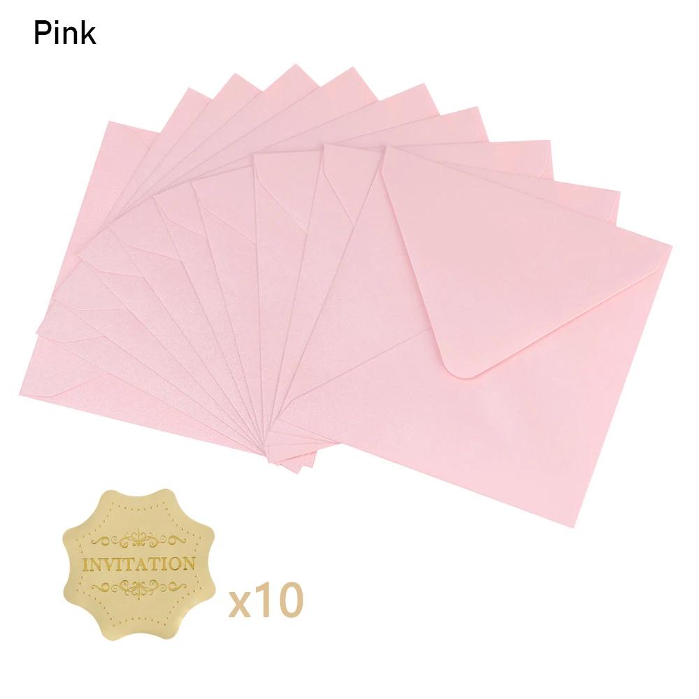 10 PCS/lot Business Gift Multicolor Pearlescent Square Paper Envelopes Pearl Papers Envelope Bag Greeting Card Encased