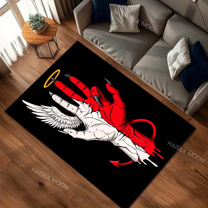 Creative Angels and Devils Hands Print Carpet for Living Room Bedroom Bedside Floor Mat Cloakroom Sofa Area Rugs Luxury Gifts