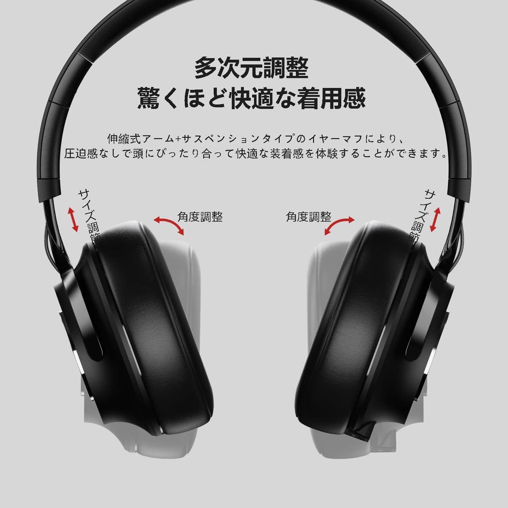 SITOAT P1 Bluetooth Wireless Up to 55 Hours Deep Adjustable Battery Level Gaming Low Detachable Storage Pouch Bluetooth Headphones, Over-Ear