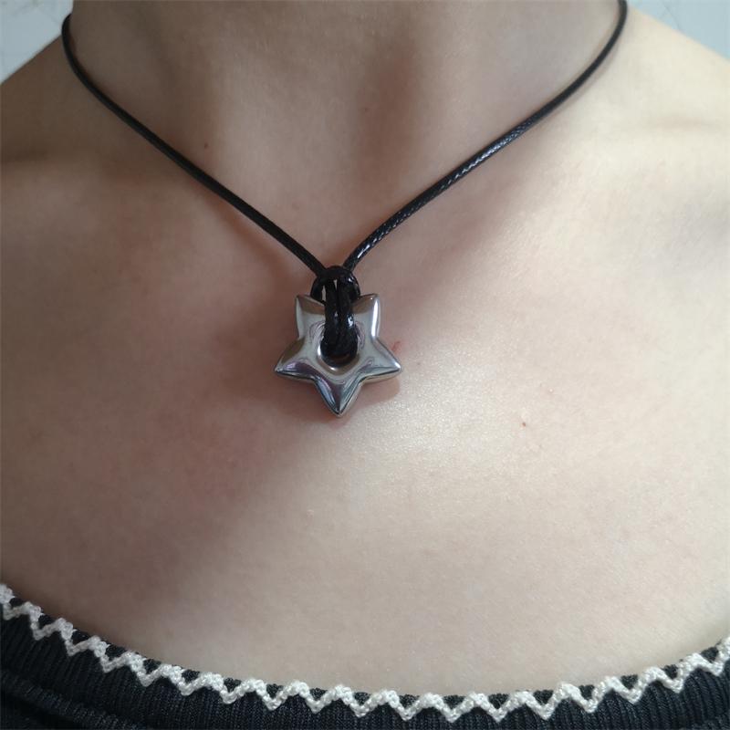 Vintage Y2k Gwiazda Naszyjnik Pentagramy Wisiorek Naszyjniki dla Kobiet Mężczyzn Hip Hop Choker Łańcuszek na obojczyk Biżuteria na imprezę Prezent