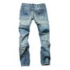 Vintage Straight-Leg Slim Fit Men's Jeans with Buttoning Casual Style Dark Blue Stretchy Comfortable Fit for All Seasons