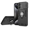 KEYSION Shockproof Armor Case for Infinix Smart 10 Slide Camera Protection Ring Stand Phone Cover for TECNO Spark Go 2 Pop 10