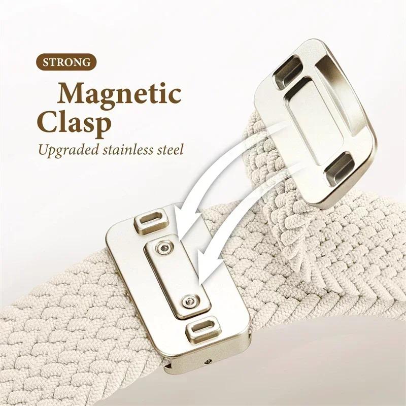 Braided Band for Apple Watch Strap 44mm 40mm 45mm 46mm 49mm 41 42 38 Magnetic Nylon Bracelet iWatch Series Se 7 6 8 9 10 Ultra 2