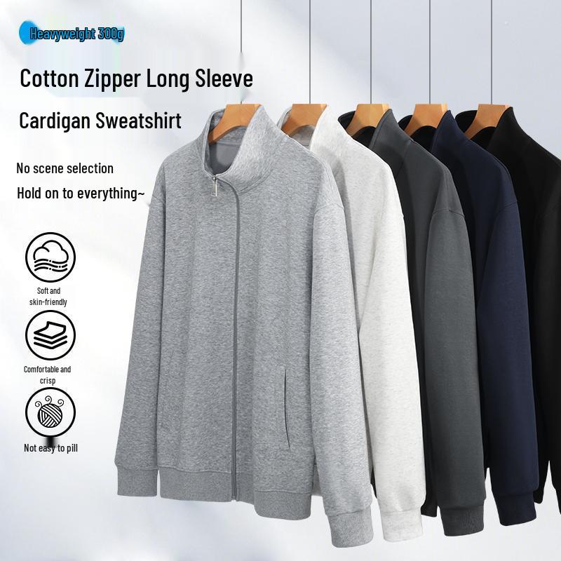 Unisex American Heavyweight Stand Collar Hoodie Jacket: Trendy Autumn/Winter Loose Fit