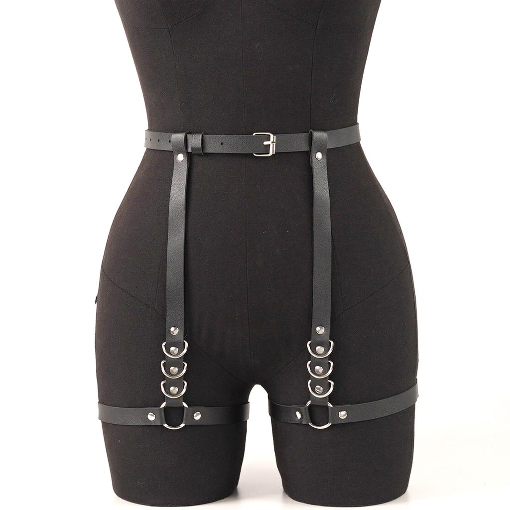 Women Sexy Garter Belt Leather Lingerie Leg Harness Thigh Garter Bondage Lingerie Gothic Fetish Clothing Festival Rave Outfit