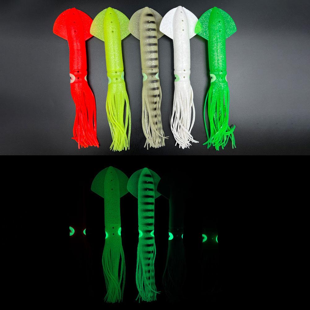 5Pcs 30cm Fishing Soft Lures Luminous Octopus Sea Fishing Wobbler Fishing Soft Bait Squid Lures for Saltwater