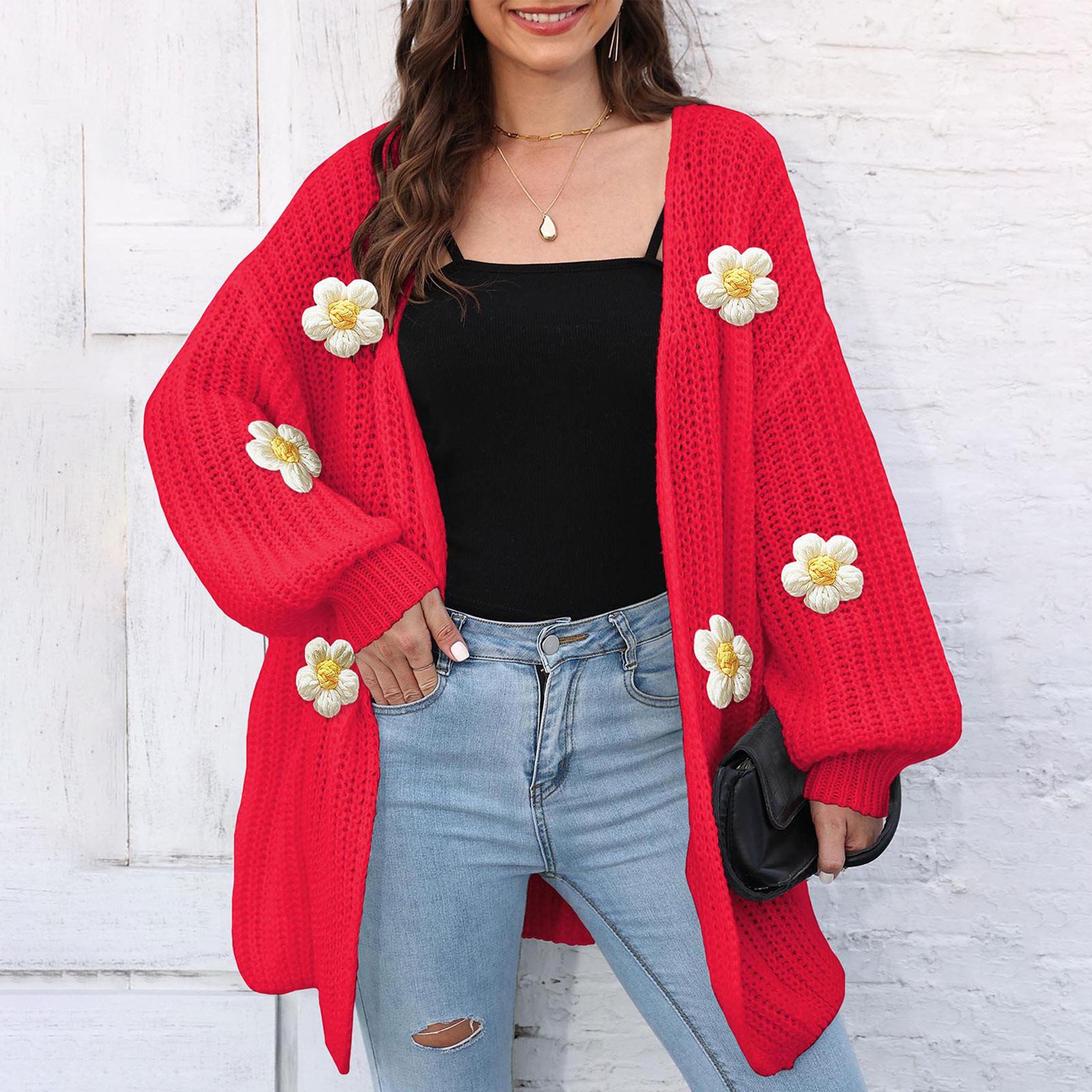 

Женский толстый вязаный свитер кардиган свободный ленивый повседневный свитер One Size красный