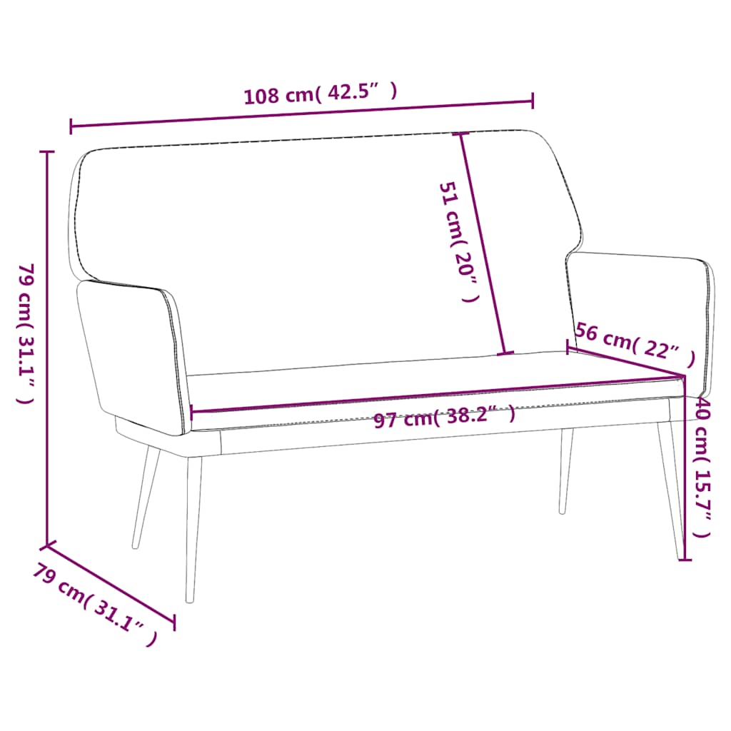 Yellow Velvet Bench 108 X 79 X 79 Cm