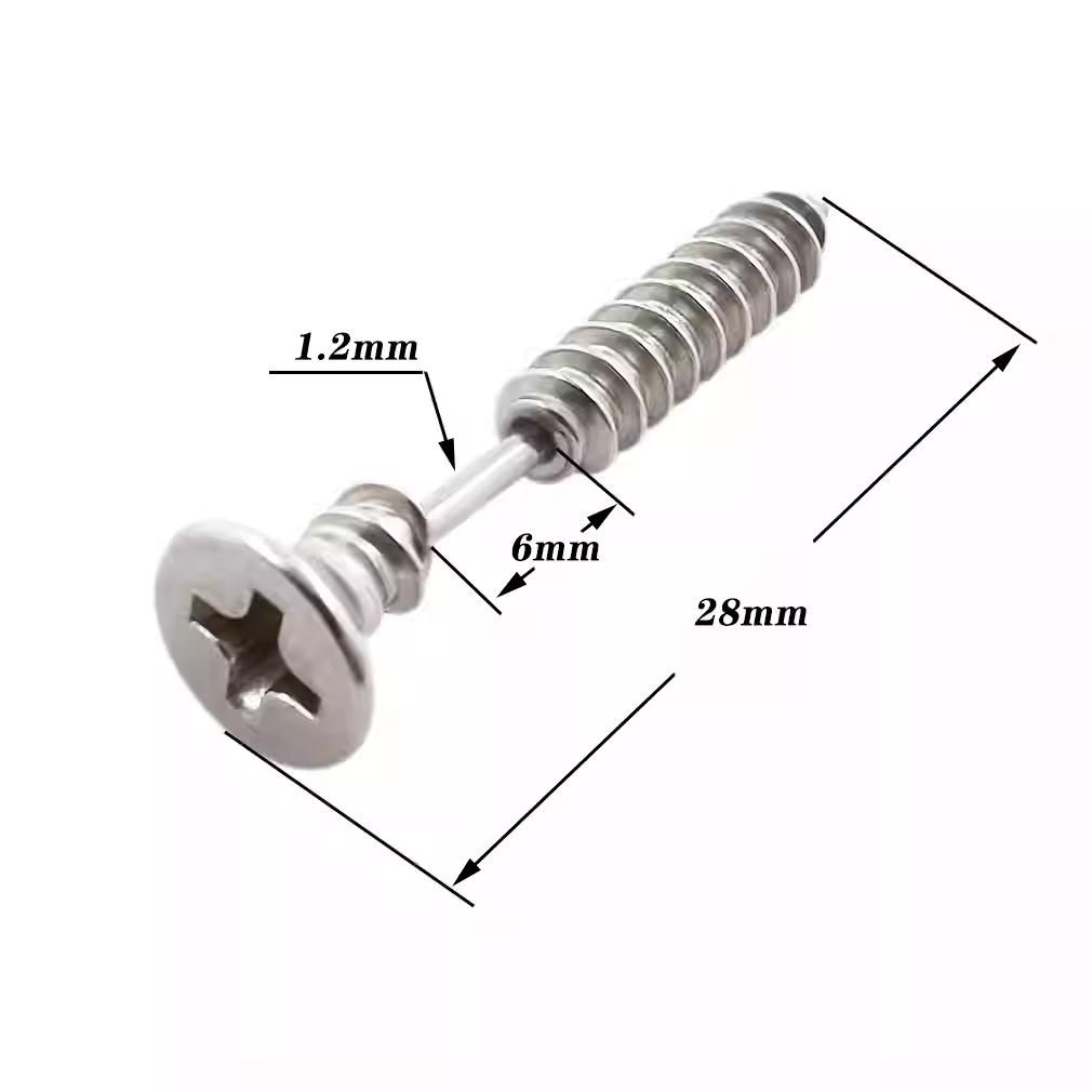Hisera Children's Screw-Shaped Ear Bone Stud Fashionable Stainless Steel Piercing Earrings for Wedding Gift Party