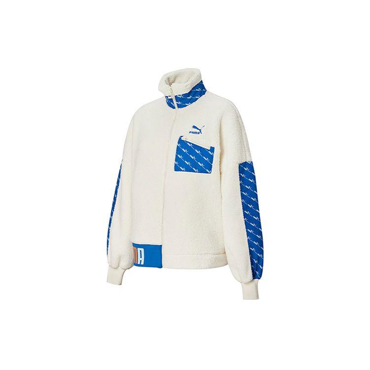PUMA Classics Sherpa Full-Zip Jacket Women s White Blue 532166-55 M