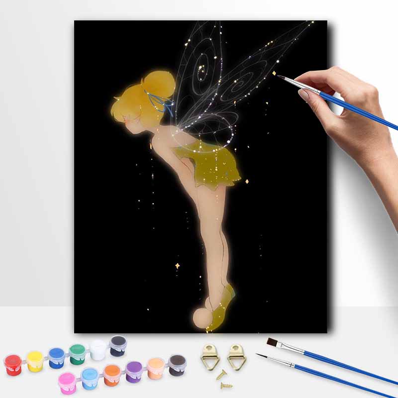 Disney Oil Painting DIY Digital Painting Tinker Bell Fairy HandPainted Wall Art for Living Room and Entryway Decor.