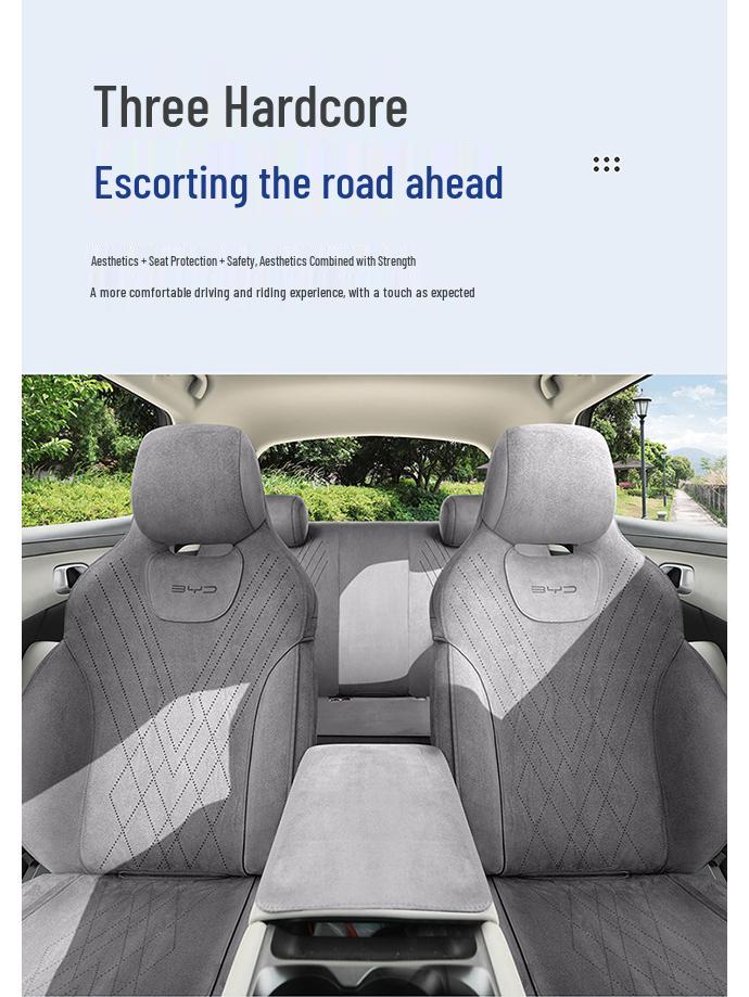 BYD Yuan UP Universal Suede Car Seat Cushion - All-Season, Breathable & Perforated
