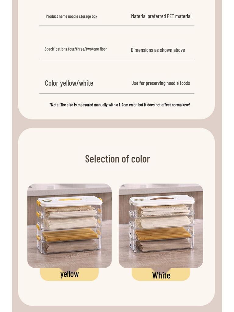 Scatola Quadrata Ermetica in Plastica per Conservare Noodles con Coperchio per Cucina e Frigo